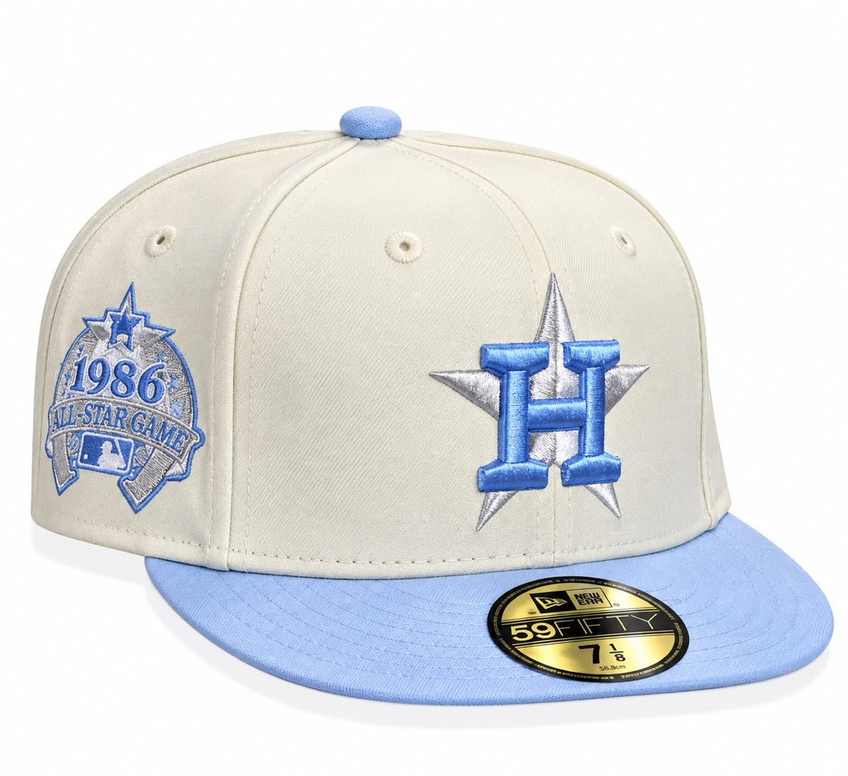 Gorra Houston Cream/Light Blue Cerrada talla 7 1/8 New Era 1.1
