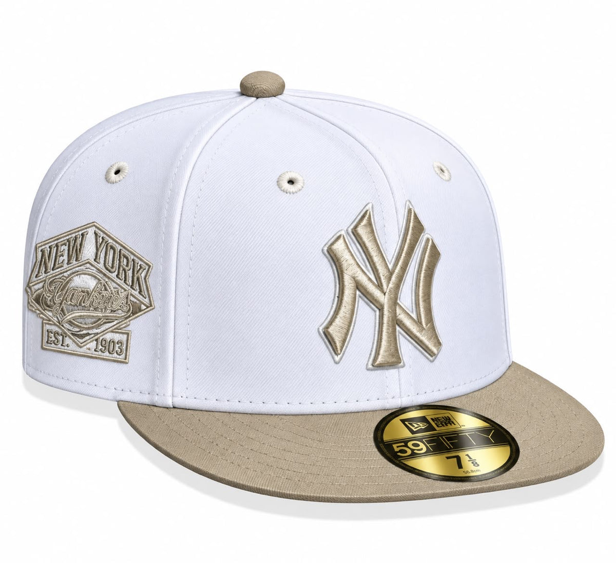Gorra Yankees White/Beige Cerrada talla 7 1/8 New Era 1.1