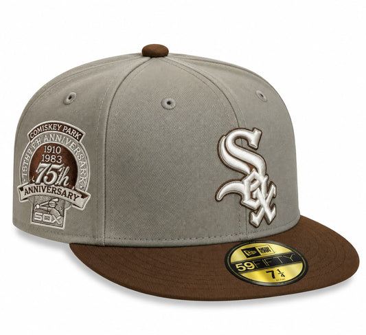 Gorra White Sox Beige/Brown Cerrada talla 71/4 New Era 1.1