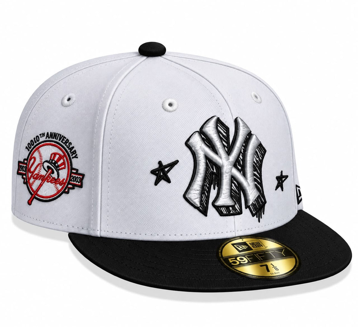Gorra Yankees White/Black Cerrada talla 7 1/8 New Era 1.1