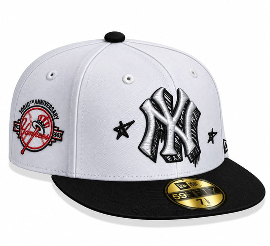 Gorra Yankees White/Black Cerrada talla 7 1/8 New Era 1.1
